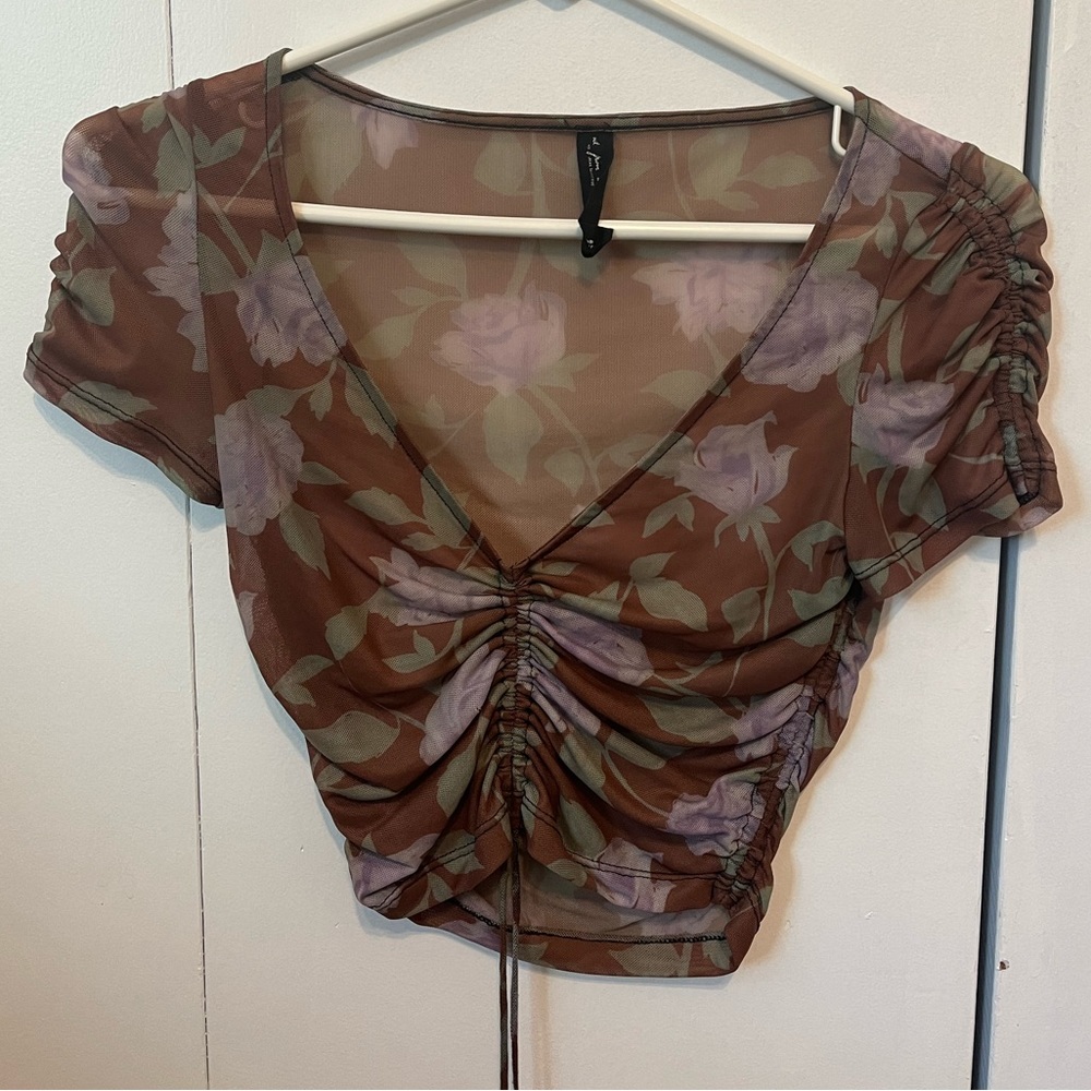 Sheer Adjustable Crop Blouse